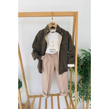 Miniğimin Cicileri Çift Taraflı Nova Kumaş Armalı Ceketli Erkek Çocuk 3’lü Kombin Takım - Haki