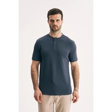 Silvano Erkek Hakim Yaka Düğmeli Slim Fit Merserize Dokulu Tişört