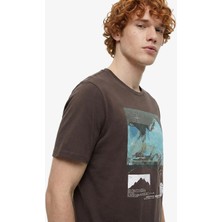 Discovery Expedition D6SM-TST3780 Kahve Bisiklet Yaka Relaxed Baskılı Erkek T-Shirt