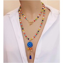 Sinem Şanlı Atelier Uzun Doğal Taş Süryani Nazar Taşı Kolye Farklı Renk Seçenekleri