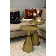 Eks Ikili Takım  Pera Model Antik Eskitme Yan Sehpa 50-55 cm