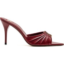 Sofia Baldi Bane Kırmızı Hakiki Deri Kadın Topuklu Terlik