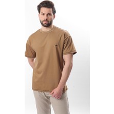 Madmext Kapuçino Nakış Detaylı Erkek T-Shirt E7112