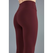 Meyou Bags Kadın Toparlayıcı Etkili Kahverengi Yüksek Bel Günlük ve Spor Parlak Tayt Pantolon