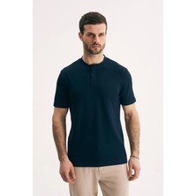 Silvano Erkek Hakim Yaka Düğmeli Slim Fit Merserize Dokulu Tişört