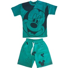 GMG Collection Baby Yeşil Mouse Desenli Şort Tişört 2'li Takım