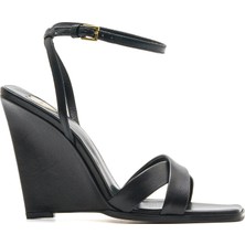 Sofia Baldi Felba Siyah Hakiki Deri Kadın Topuklu Sandalet