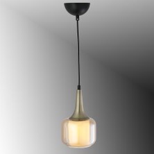 TT603-1-SY-ESK Tt Aydınlatma Mat Siyah - Eskitme Tekli Silindir Çift Camlı Avize