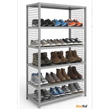 Alanraf Çelik Raf 6 Katlı Ayakkabılık Rafı 43X115X200 Dekoratif Raf, Depo Rafı, Arşiv Rafı, Kiler Rafı