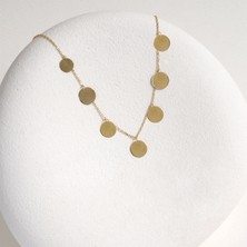 Gold Marley Zarif Sıralı Disk Kolye
