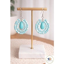 Eylül Dünyası El Yapımı-Mavi,turkuaz-  Damla Küpe (5 Cm)