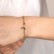 Gold Marley Şık Halka Figürlü Zincir Bileklik – 14 Ayar Altın
