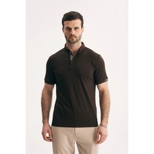 Silvano Erkek Yaka Içi Desenli Premium Slim Fit Polo Yaka Tişört