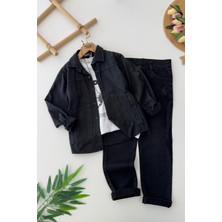 Miniğimin Cicileri Kolyeli Gömlekli 4 Lü Erkek Çocuk Takım - Siyah