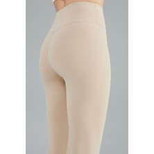 Meyou Bags Kadın Toparlayıcı Etkili Kahverengi Yüksek Bel Günlük ve Spor Parlak Tayt Pantolon