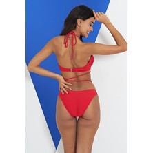 Ruko Maio 2315-1 Kırmızı Çapraz Ip Modelli Boyundan Bağlamalı Bikini