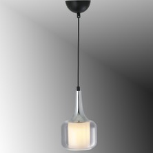 TT603-1-SY-KR Tt Aydınlatma Mat Siyah - Krom Tekli Silindir Çift Camlı Avize