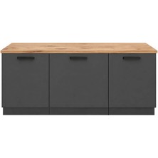 T Designo Devin Mutfak  Alt Modül 140 cm Antrasit - Tezgah Dahil