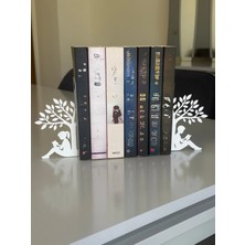 Etepzo Kitap Tutucu Desteği Kız-Erkek Figür Çift 1.2mm Kalın Metal BEYAZ (Katlanır-Kurulur)