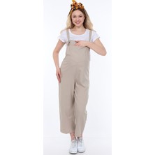 Luvmabelly Bej Hamile Salopet %95 Pamuklu Rahat Kumaş ile Günlük Kullanım İçin Tasarlandı
