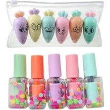 Data Store Havuç ve Oje Şekilli Fosforlu Kalem Seti, Çok Renkli EASYSO2934 Toplam 11 Emojili Kalem Doldurulabilir Tekrar Kullanılabilir Hazneli Mini Kalemlikli