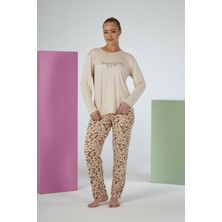 Estiva Kadın Flora Alt Desenli Soft Uzun Kollu Pijama Takımı