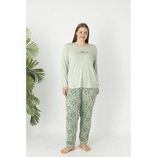 Estiva Kadın Flora Alt Desenli Soft Uzun Kollu Battal Pijama Takımı
