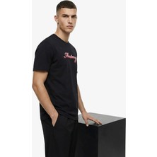 Mustang Bisiklet Yaka Baskılı Siyah Erkek T-Shirt M6SM-TST1593