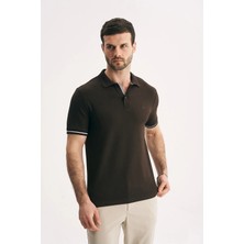 Silvano Erkek Slim Fit Çizgi Detaylı Polo Yaka Kısa Kollu Pike Tişört