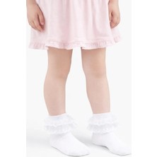 Yetiş Çorap Yetiş Kız Çocuk Beyaz Dantelli Patik 12LI