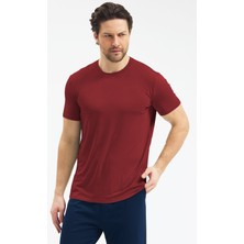 Malabadi Erkek Bordo Bisiklet Yaka Micro Modal Extra Yumuşak Rahat Kalıp Tişört 930