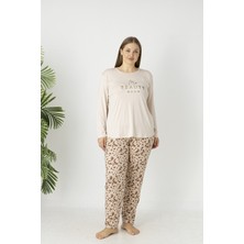 Estiva Kadın Flora Alt Desenli Soft Uzun Kollu Battal Pijama Takımı