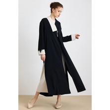 Olcay Garni ve Aksesuar Detaylı Abaya Takım SİYAH 9424-TK