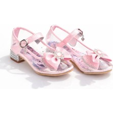 Minibonito Kız Çocuk Simli Fiyonklu Topuklu Prenses Ayakkabı 👑