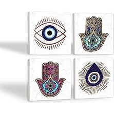 Data Store Nazar, Fatma Ana Eli  Taş Bardak Altlığı Seti - 4 Parça - Dekoratif, Rustik Mutfak Aksesuarı, 10X10 Cm, Kaydırmaz Tabanlı, Şık ve Dayanıklı SC402