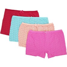 3098 Gümüş Kadın Emprime Desenli Boxer 6lı Paket Renkli