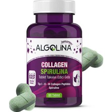 Algolina Collagen + Spirulina Tablet Takviye Edici Gıda - 1260 mg 60 Tablet - (Kolajen Tip 1 2 3)