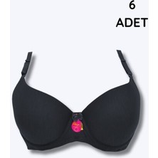 1019 Liza Sabit Askı Destekli Sütyen 6lı Paket Siyah