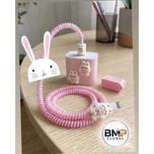 BMP GLOBAL Tavşan Figürlü Type-C Şarj Aletleri ile Uyumlu  Koruyucu Seti -  18W/20W/25W uyumlu