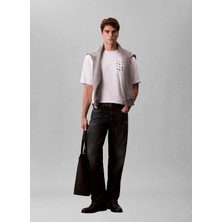 Calvin Klein Jeans Bisiklet Yaka Baskılı Beyaz Erkek T-Shirt LV04RE806GYAA Beyaz T-Shirt