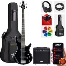 Midex MBG-400BK-20AMP 4 Telli Bas Gitar ve 20W Amfi Gigbag Kulaklık Full Set