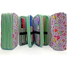 Data Store Kalem Kutusu - Kawai Organizer Kalemkutu Vegan Deri Üç Bölmeli Kalemlik - Yeşil