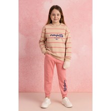 GMG Collection Baby Şardonlu Imperfectly Baskılı Pembe Çizgili Ikili Takım 6y,7y,8y,9y Kız Çocuk