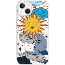 Data Store 13 ile Uyumlu Güneş ve Ay Desenli Şeffaf Silikon Telefon Kılıfı – Çok Renkli