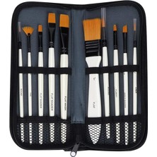 Data Store 10 Adet Sanatçı Boya Fırçası Seti Sentetik Fırça Yağlı Boya Akrilik Fırça Fermuarlı Kılıflı