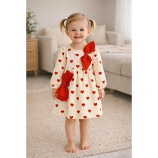 GMG Collection Baby Kalp Desenli Kurdeleli Elbise Ikili Takım