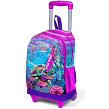 Data Store Işıklı Tekerlekli Pembe Mor Kaplumbağa Çekçek Okul Çantası - Kız Çocuk