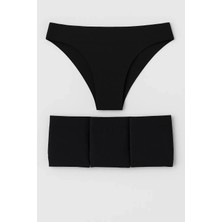 3075 Gümüş Kadın Görünmez Bikini 12LI Paket Siyah