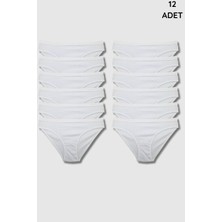 5001 Gümüş Kadın Bikini Kom 12LI Paket Beyaz
