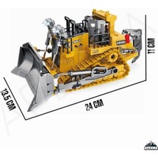 Data Store Oyuncak 2.4ghz Uzaktan Kumandalı Işıklı Metal Alaşım Hareketli Kepçeli Paletli Buldozer Iş Makinesi